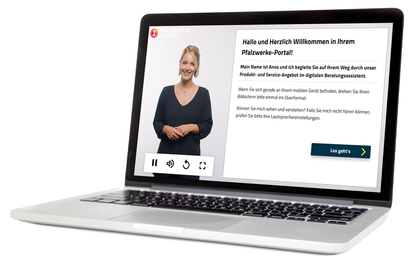 Auf Laptop angezeigte digitale Beratungsassistenz